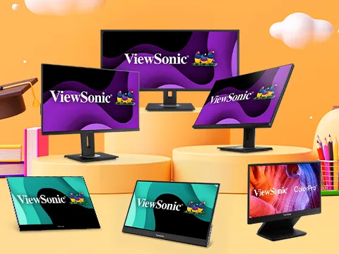 an assortment of viewsonic monitors are shown