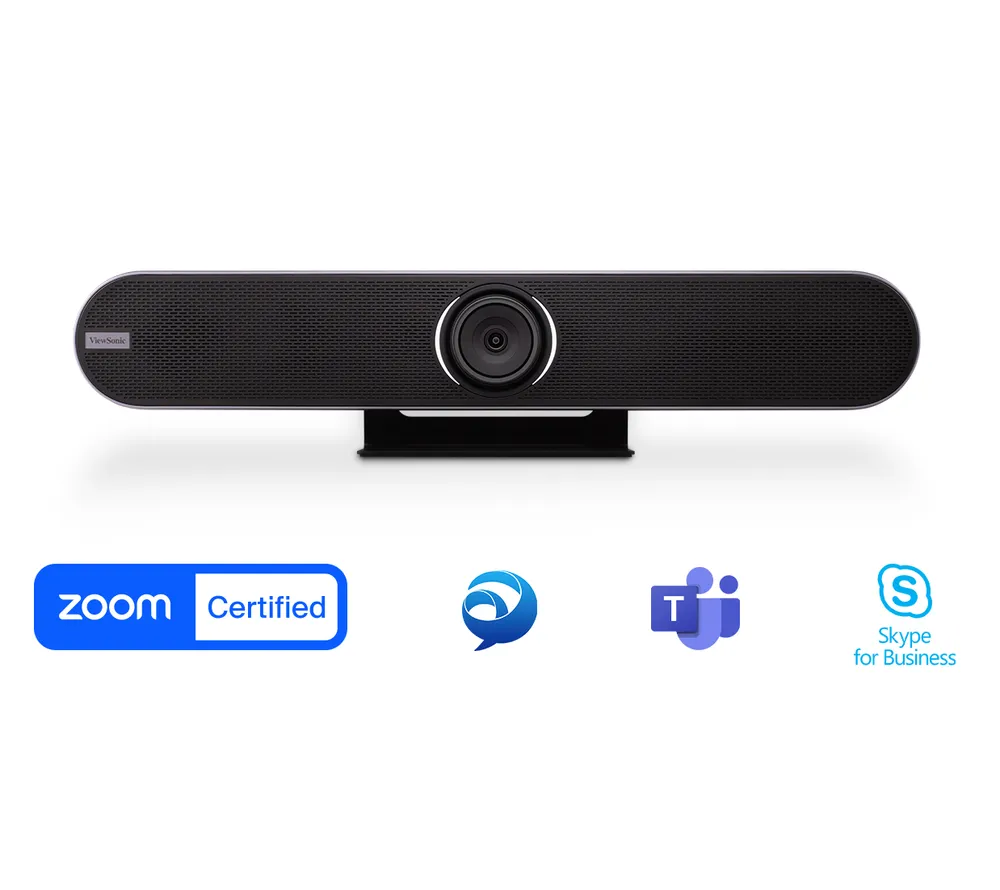 a vb-cam-201 above a logo for zoom certified, cisco jabber, microsoft teams, and skype for business