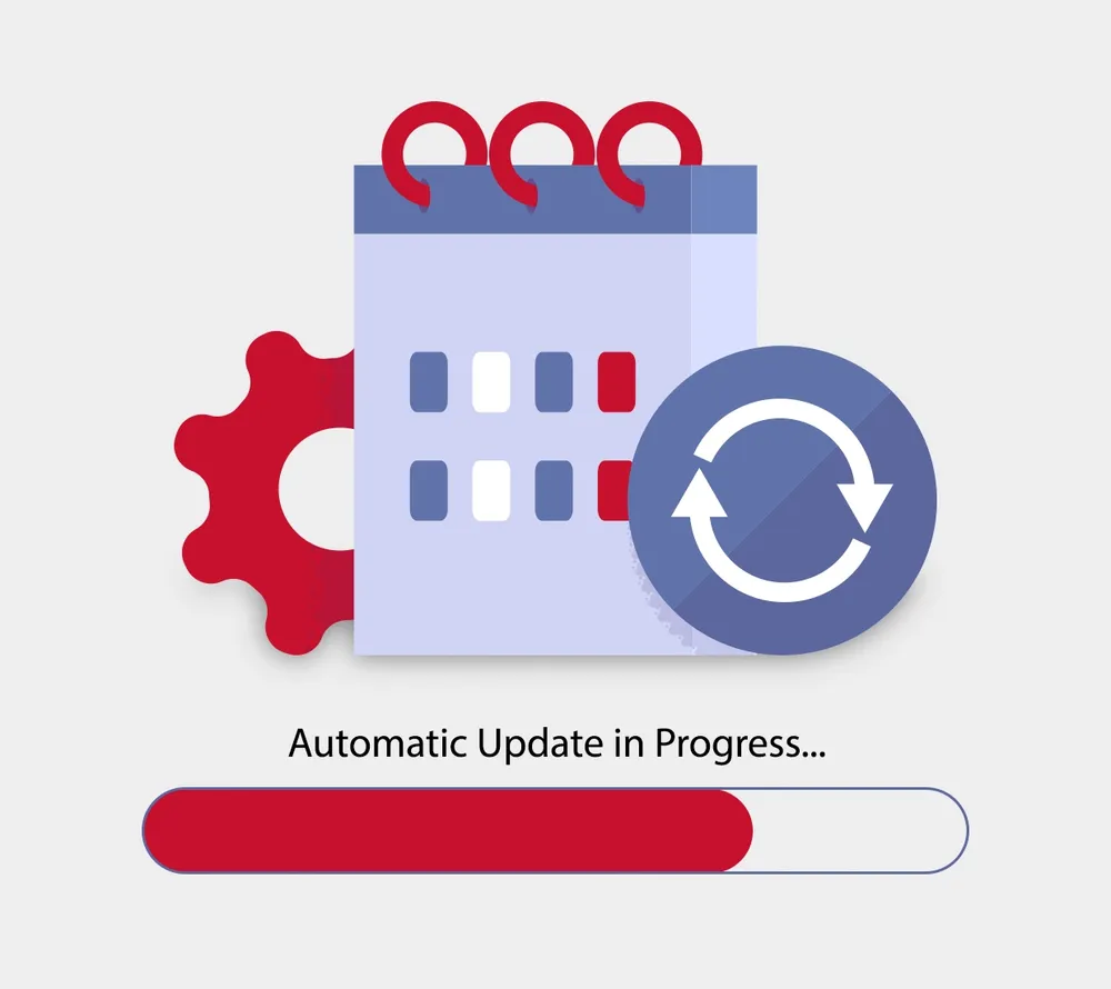 a progress bar labeled 'automatic update in progress'