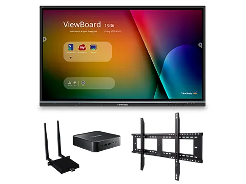 a viewboard, chromebox, wireless dongle, and wall mount