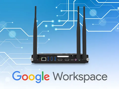 a slot in pc next to a google workspace logo