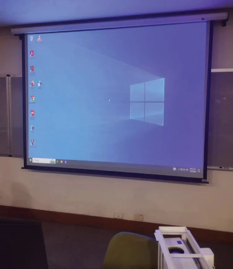 a windows desktop on a projected screen