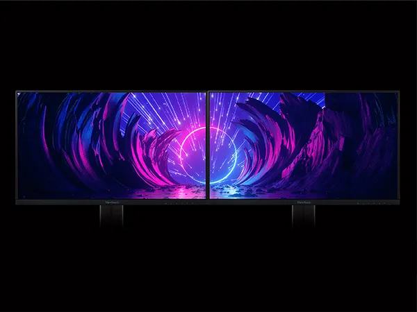 2 monitors side by side to show framless borders