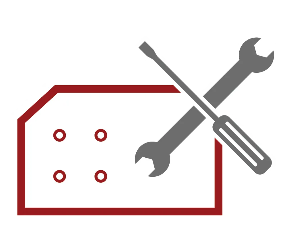 an adapter plate, screwdriver, and wrench