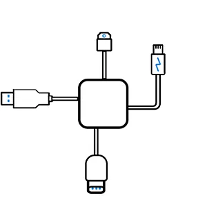 a USB hub with multiple adapters
