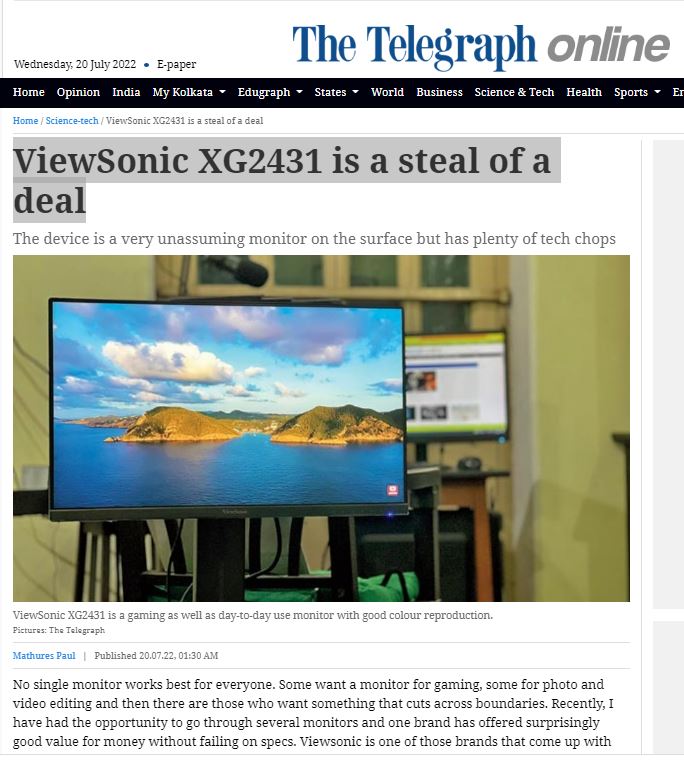 The Telegraph : ViewSonic XG2431 is a steal of a deal