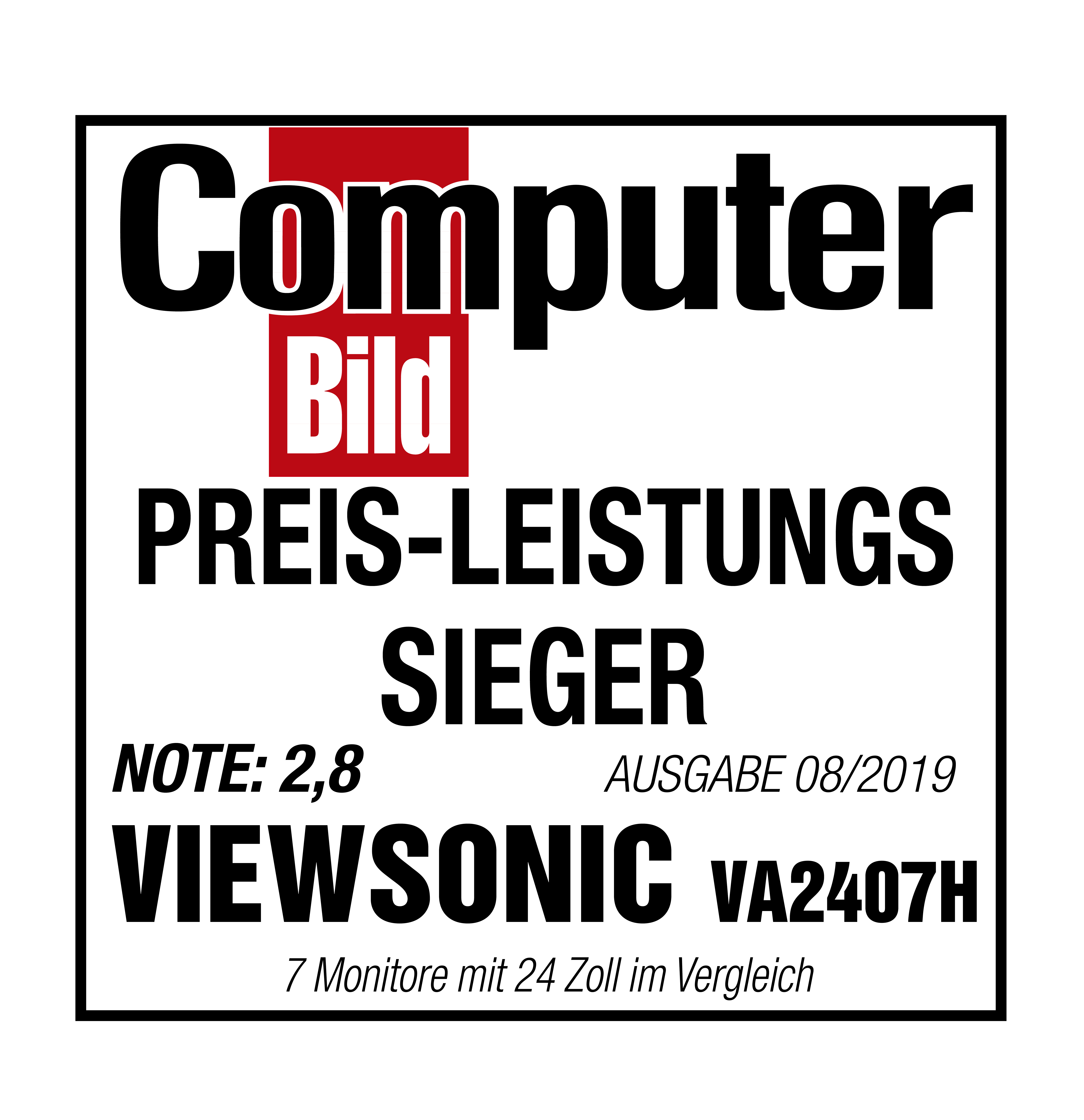 Computer Bild - Preis Leistungs Sieger 24 Zoll Monitore (Ausgabe 08/2019)
